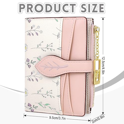 Small Wallet Womens Pink Flower Cute Wallets for Ladies Slim Change Purse for Ladies Bifold Wallet Womens With Zipper Coin Pocket Purses Card Holder for Women2