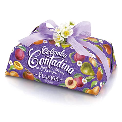 FLAMIGNI Colomba de Pascua Contadina de 1 Kg, con Fruta de la Romaña, Postre Artesano, con Exquisitos Trozos de Pera, Melocotón, Manzana y Albaricoque Semi Confitados, Sin Confitar, Made in Italy