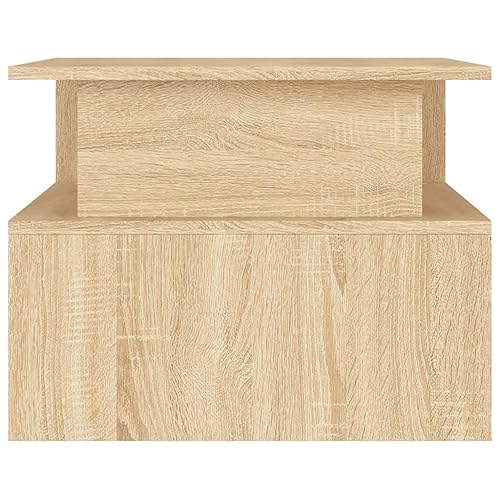 Table basse chêne Sonoma 90 cm avec étagère stable - 7