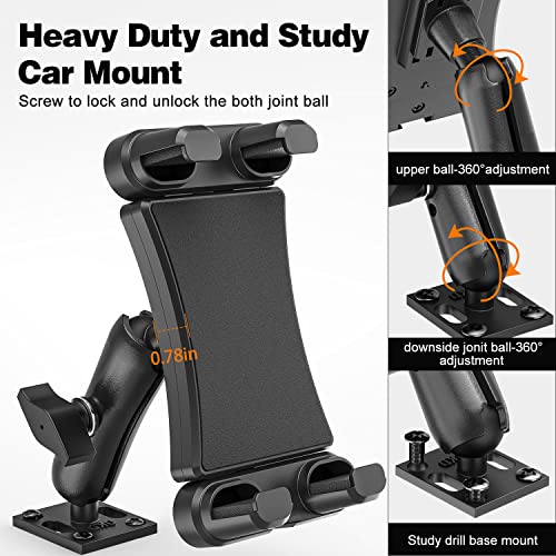Jubor Heavy Duty Tablet Truck Mount Drill Base Ipad Car Stand Holder For 6.1" - 13" Tablets For Car/Truck/Commercial Vehicles Dashboard/Wall/Desk, Compatible With Ipad Mini/Pro 12.9, Samsung Galaxy #TOP1