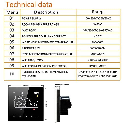 Thermostat intelligent WiFi contre les variations de température intérieure