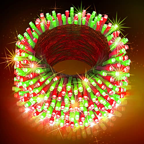 Heceltt Christmas Lights Outdoor, 197ft 500 LED Fairy Lights, Plug in with 8 Modes Waterproof String Lights, Clear Wire UL Listed for Home Garden Yard Tree Party Holiday Xmas Decor - Red & Green Heceltt Christmas Lights Outdoor, 197ft 500 LED Fairy Lights, Plug in with 8 Modes Waterproof String Lights, Clear Wire UL Listed for Home Garden Yard Tree Party Holiday Xmas Decor - Red & Green