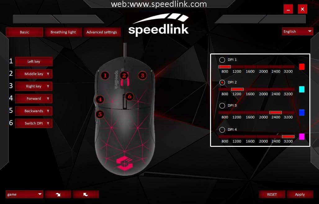 CORAX Gaming Mouse with cable, multi-colour LED lighting, USB connection, 5 programmable buttons PC mouse wired, DPI switch up to 3,200 dpi, sheathed cable, black