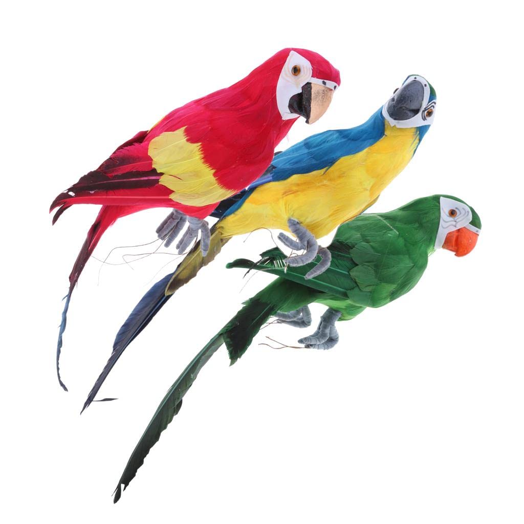 UGPLM 3 Pack Artificial Foam Parrots Model for Office Desk Decor 45cm/ 17.7''