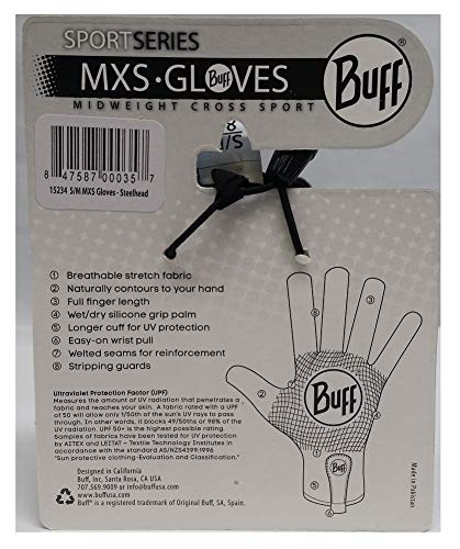 Buff Sport Series Mxs Gloves Steelhead S/M #TOP3