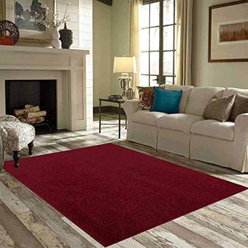 Ambiant Pet Friendly Solid Color Area Rugs Burgundy - 3' X 5' #TOP1
