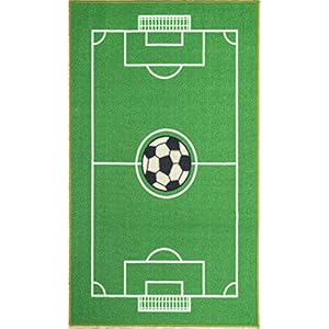Furnish my Place 685 Solid Soccer Rug for Play Area | All Star Soccer Field Ground | Kids Playroom | Contemporary Design | Accent Rug Kindergarten | Green (6’7″x9’2″)