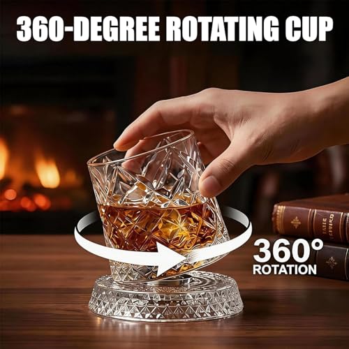 Miniatura 6 de Spinning Crystal Whiskey Glasses, Heavy Base 360 Rotatable Cocktail Glass For Home Bar Daily Leisure Gift D