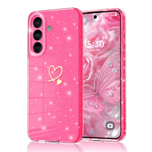 Mosoris Coque pour Samsung Galaxy S26 Plus 5G Glitter Silicone Motif Coeur d'amour Mignon Ultra Antichoc Anti-Rayure Protection Caméra Case Luxe Bling TPU...