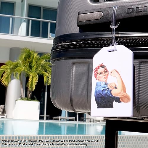 10 Pack - Bulk Custom Luggage Tags - Heavy Duty Personalized Bag Tag for Suitcases or Backpack - Hard Plastic - Add Company Logo, School I’D, Photo - Quality & Detail UV Print by Specialist ID (White)2