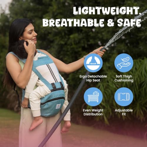 Image of Tinyberg | Baby Carrier for 0 to 3 Year Baby | Baby Carrier for Newborn | Baby Carrying Bag | 4-in-1 Hip Seat, Adjustable Straps, Soft Thigh Padding, Phone Pocket & Large Storage | Baby Carry Bag | Kangaroo Bag | Up to-15 Kg - Baby Blue