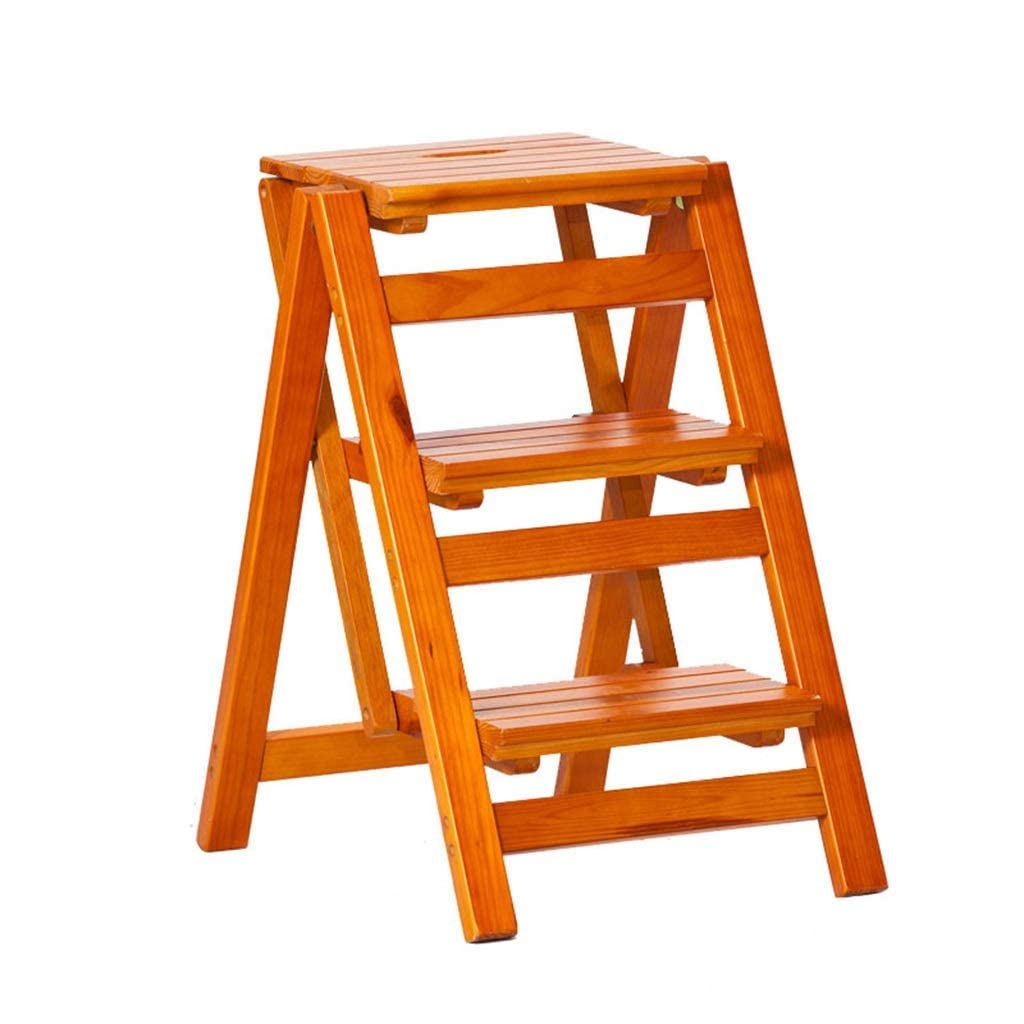 Escabeau en bois 3 marches pliable pour la cuisine et le jardinage