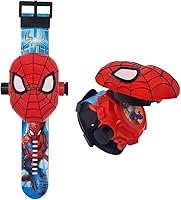 FILDANCO Superhero Projector Kids Digital Watch Toy - 24 Anime Images, Flip Cover, Toddler Time Teller & Fun Gift (Red)