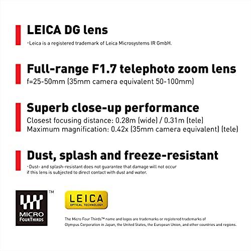 Panasonic Lumix Micro Four Thirds Camera Lens, Leica Dg Vario-Summilux 25-50Mm F1.7 Asph, Stepless Aperture, Video Performance, H-X2550 #TOP1