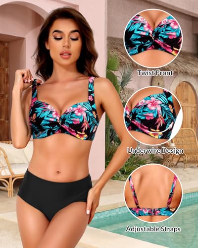 Image of Yonique Women Underwire Bikini Top - 2026 Push Up Swimsuit Tops Padded Bra Bahting Suit