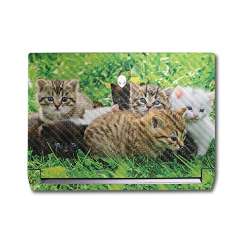 Image of MightySkins Carbon Fiber Skin Compatible with Alienware M17 R5 (2022) Full Wrap Kit - Field of Kittens | Protective, Durable Textured Carbon Fiber Finish | Easy to Apply | Made in The USA