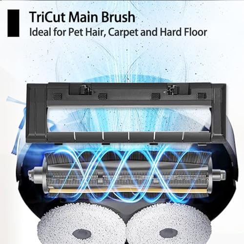 Image of TriCut Brush Main Brush Cover Kit Compatible with Dreame D10 Plus /D10 Plus Gen 2 /D9 Max Gen 2 /D10S Plus Robot Vacuum Cleaner Replacement Parts Accessories Anti-Tangle Brush for All Floor