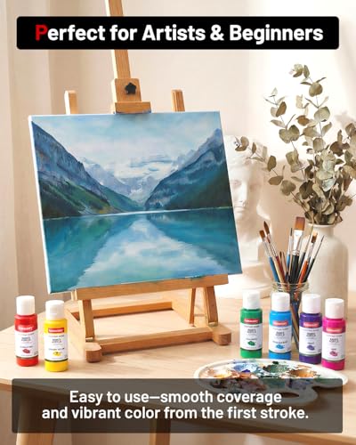 Image of Fantastory Acrylic Paint Set, 24 x 60 ml with 12 Brushes; Christmas Acrylic Paint, Waterproof; For Artwork & DIY Projects on Canvas, Wood, Glass, Clay, Fabric, Ceramic, Paper, Canvas | Waterproof, Great for Artwork & DIY Projects on Canvas, Wood, Glass, Clay, Fabric, Ceramic, Paper