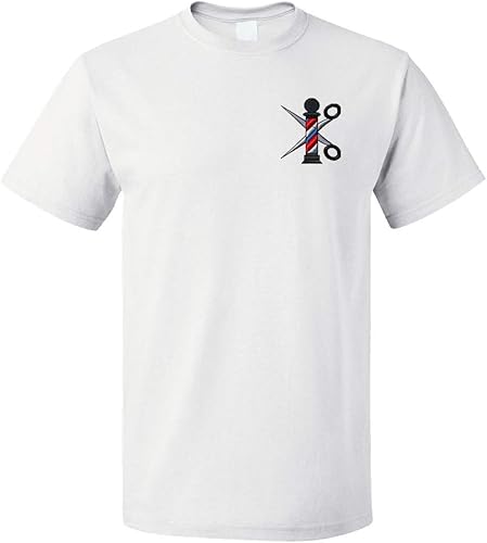 Funny Graphic T Shirts for Men Barber Pole Scissors Cotton Top White Medium