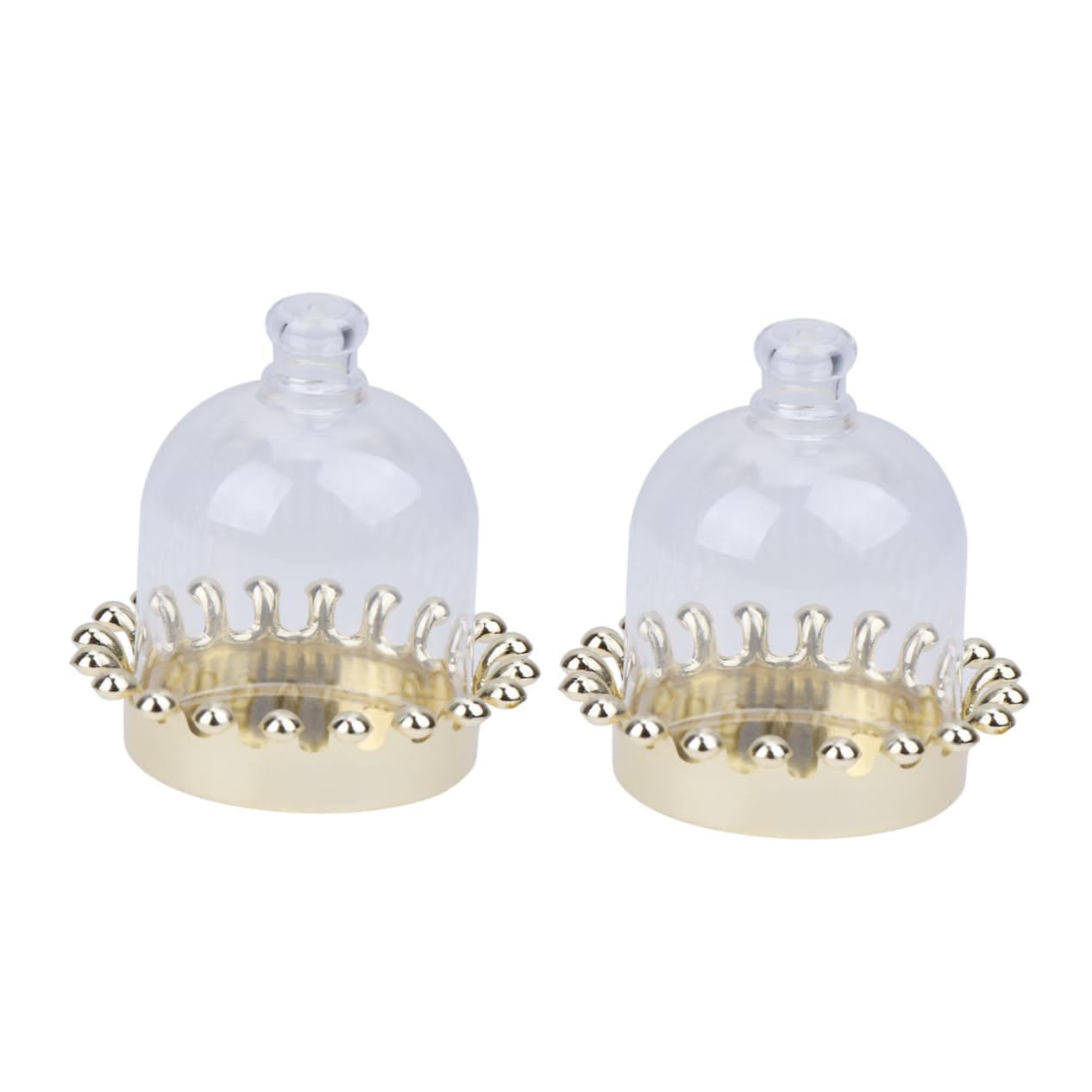 Cabilock 12Pcs Transparent Cake with Golden Bottom Multifunctional Dessert Dome for Cupcakes and Cakes Portable Cloche for Parties and Events