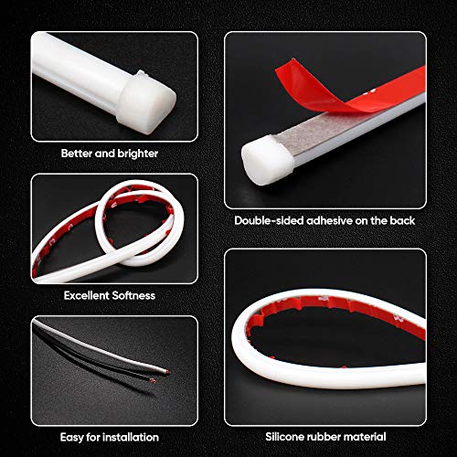 Maxgtrs 2Pcs 17-Inch Ultrafine Led Strip Tube Flexible Waterproof Daytime Running Light Yellow Suitable Switchback Headlight Led Strip,Decorative Lamp,Running Lights,Neon Lights,Turn Signal Light #TOP4