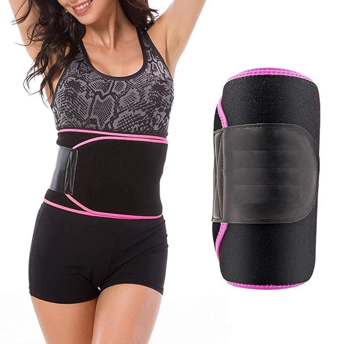 Radhekunj Fitness Sweat Slim Belt for Women, Tummy Trimmer Body Shapewear, Sauna Waist Trainer, Adjustable, Black and Pink,hot Shaper-picture-30