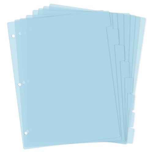 3 Ring Blue Binder Dividers with 8-Tabs, A4 Blue Binder Dividers, Sturdy Plastic Divider, Aesthetic Divider for Binders, Suitable for Notebooks and Binders, 3 Hole Punch - Blue
