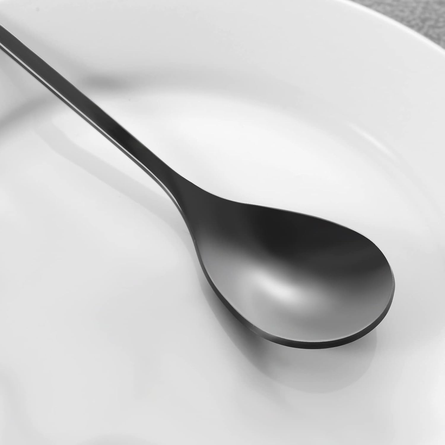 AnSaw Leaf Handle Long Teaspoons, 7.4" Black Coffee & Tea Stirring Spoons, Stainless Steel Coffee Stir Spoon Set of 12