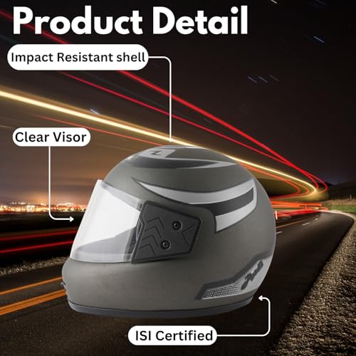Image of Sage Square Audi Kimi Full Face Helmet | ISI Certified | Clear Visor | Ultra Comfort Inner Padding Extra Comfort & Stylish
