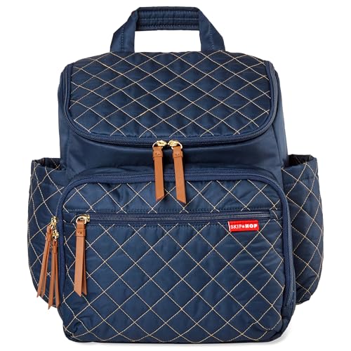 Skip Hop Baby Girl's Navy Diaper Backpack: Forma, Multi-Function Travel Bag with Changing Pad & Stroller Attachment, 2 Count (Pack...