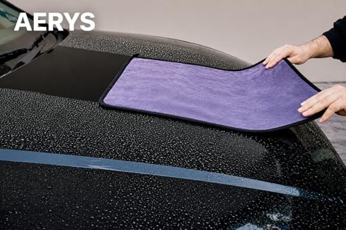 Image of AERYS Microfiber Car Cleaning Cloth with 6 Month warrenty-OG Soft 350 GSM Extra Large (35x75 CM) Cloth for Car and Bike - Suede Edging for Scratchless Drying and Detailing(Pack of 2, Grey)