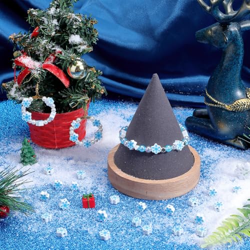 SUNNYCLUE 1 Box 300Pcs 10mm Snowflake Beads Christmas Polymer Clay Beads Cute Blue White Xmas Flat Loose Spacer Beads Bulk for jewellery Making Diy Bracelet Necklace Chocker Craft Supplies Party Decor - Image 4