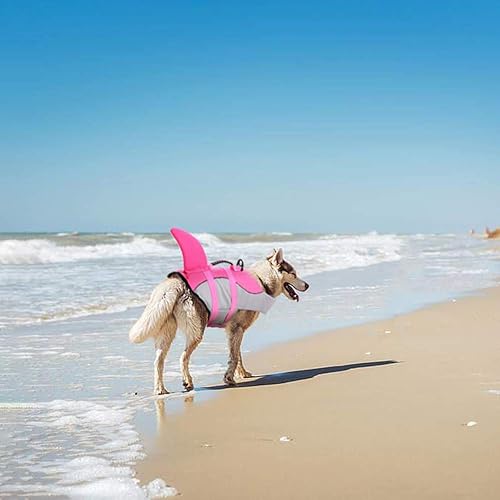 Miniatura 7 de Queenmore - Chaleco salvavidas para perros pequeños, medianos, grandes, estilo pescado, chaleco flotante con mango de goma suave ajustable, S,