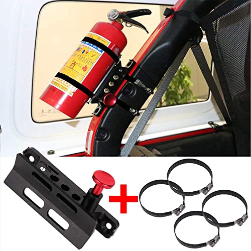 (1 Year Warranty) Universal Vehicle Quick Release Adjustable Fire Extinguisher Mount Holder Compatible With For Jeep Wrangler and UTV Polaris RZR Ranger Camper Van with Pillar