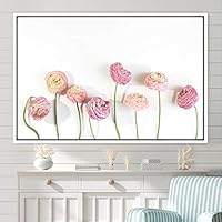Framed Canvas Wall Art Closeup Colorful Cool Floral Multicolor Petal Photography Realism Romantics - 16x24 inches