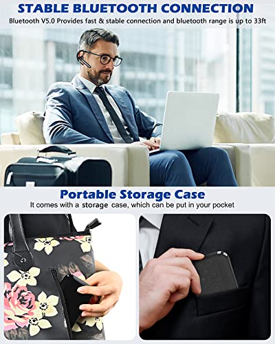 Tianli Bluetooth Headset V5.0, Bluetooth Earpiece With Cvc8.0 Active Noise Canceling Dual Microphones For Cell Phone And Computer, Hands-Free Bluetooth Earphone For Driving/Office/Business, Black #TOP6