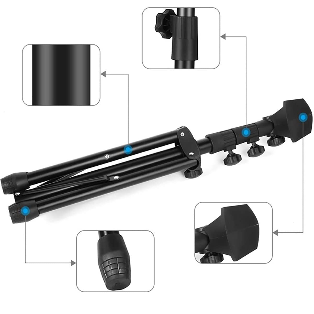 Leggio per Spartiti su Piattaforma, Leggio Portatile per Spartiti Musicali, Leggio in Metallo Regolabile E Pieghevole per Viaggi, Altezza Regolabile da 70 A 150 Cm, Un Le,