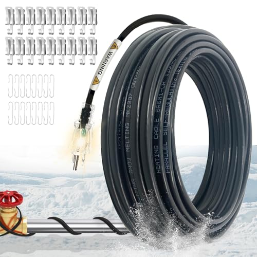 SnulyHeet Electric Heat Cable for Roofs and Gutters with Clips