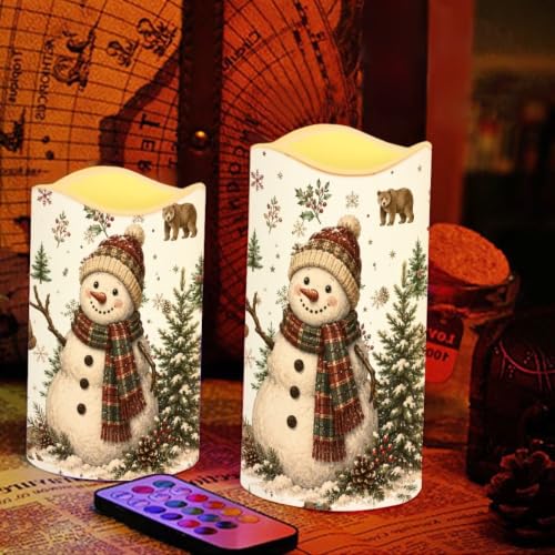 Image of Santa Snowman Flameless Battery Operated Lamp with Remote