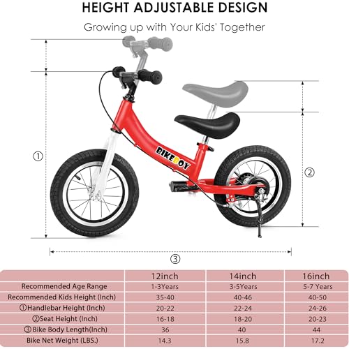 BIKEBOY Balance Bike 2 in 1,The Dual Use of a Kids Balance Bike and Toddler Bike, for 1 2 3 4 5 6 7 Years Old -12 14 16 Inches with Training Theory, Brake, Pedal