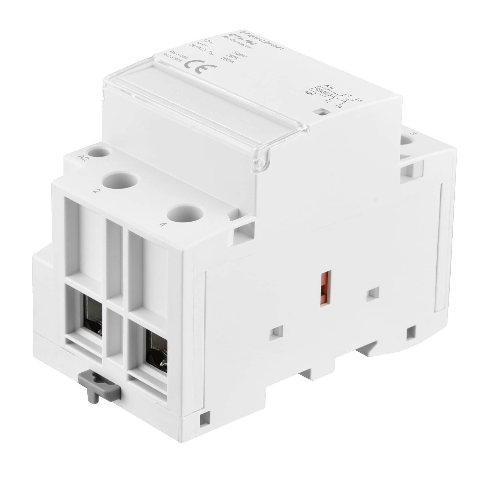 Heschen Contactor de CA para el hogar, CT1-100, 2 polos dos normalmente abiertos, voltaje de bobina de AC 220V/240V, montaje en riel DIN de 35 mm