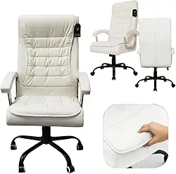 Cadeira Presidente Branca Escritorio Molas Ensacada 150k Branco Couro Sintético