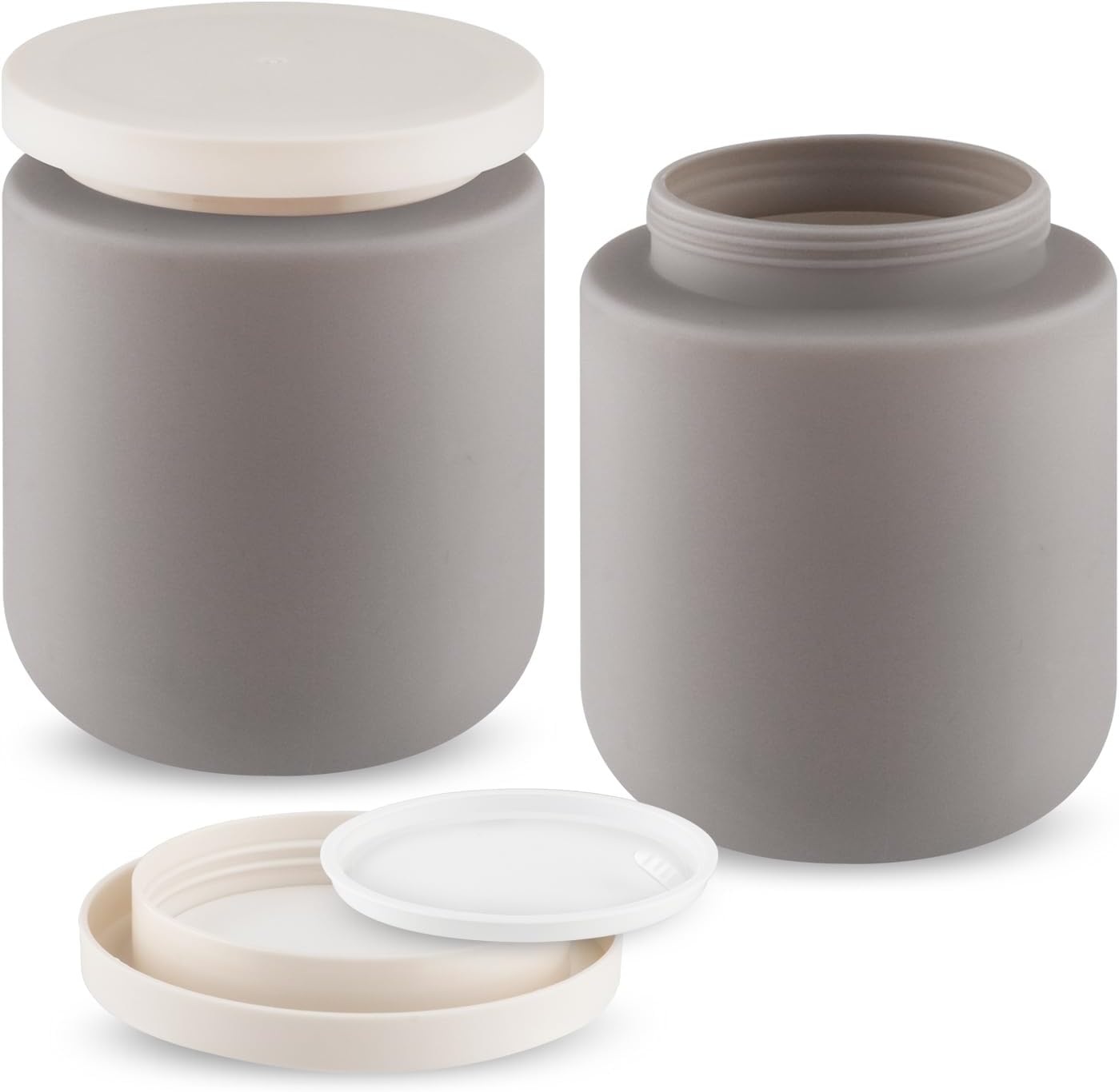 2 Pcs 500g/16.9oz Plastic Containers Large Empty Cosmetic Jars Wide Mouth Makeup Sample Storage Pot with Lids for Lotion Cream Makeup - Grey