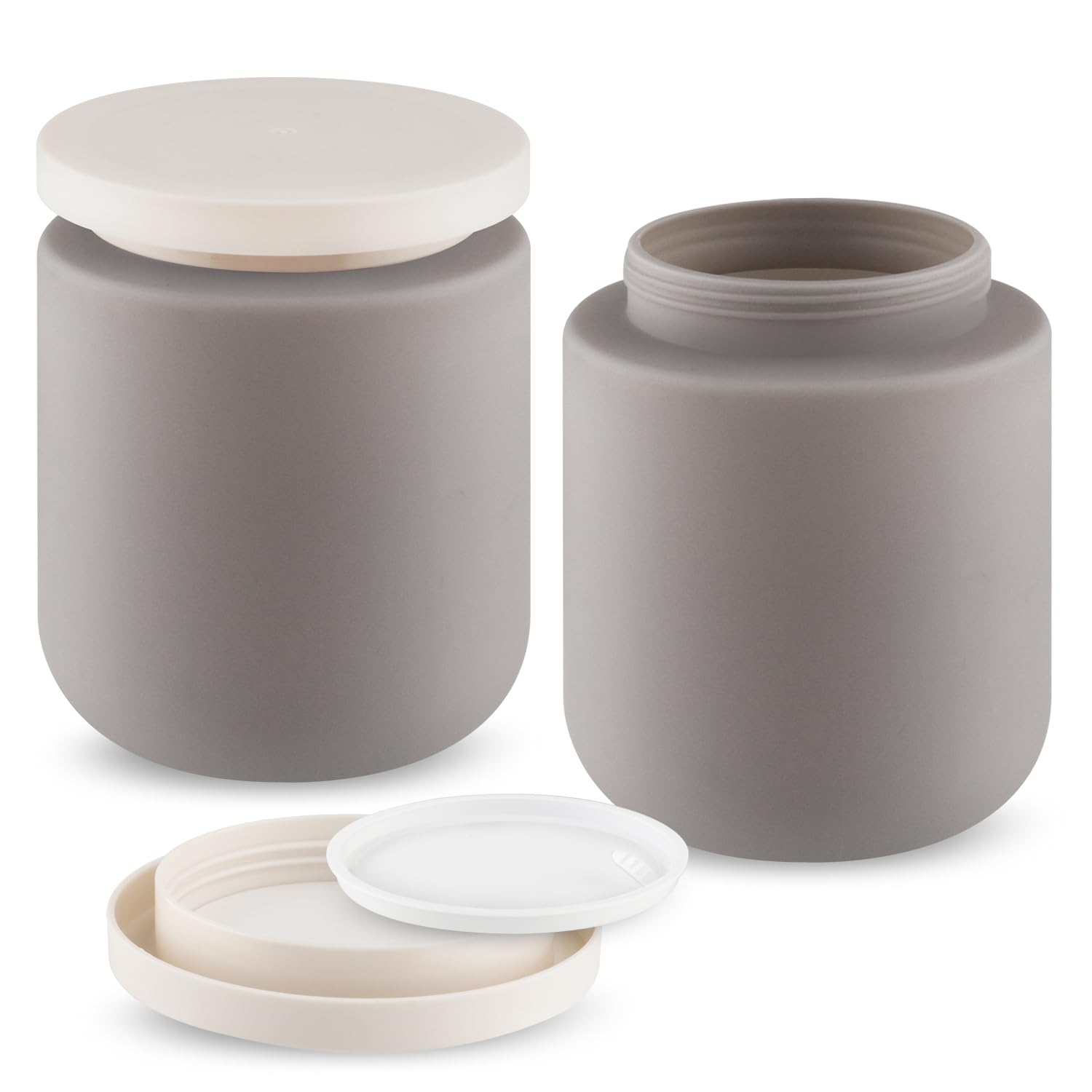 2 Pcs 500g/16.9oz Plastic Containers Large Empty Cosmetic Jars Wide Mouth Makeup Sample Storage Pot with Lids for Lotion Cream Makeup - Grey