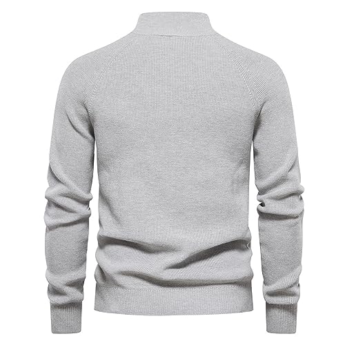 Men's Quarter Zip Up Pullover, Slim Fit Lightweight Mock Neck Long Sleeve Casual Polo Sweaters3