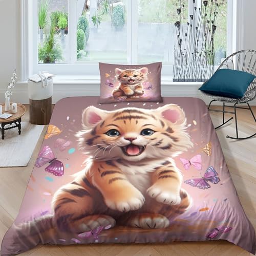 Housse de couette tigre 3D parure de lit 3 pièces garçon et fille - 2