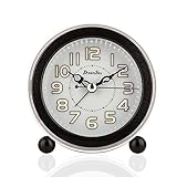 Alarm Clock ,DreamSky Non Ticking Quartz Analog Alarm Clock With Nightlight And Snooze, Loud Music Alarms,Simple To Set Clocks, Small Bedside Alarm Clock ,Battery Powered (Black)