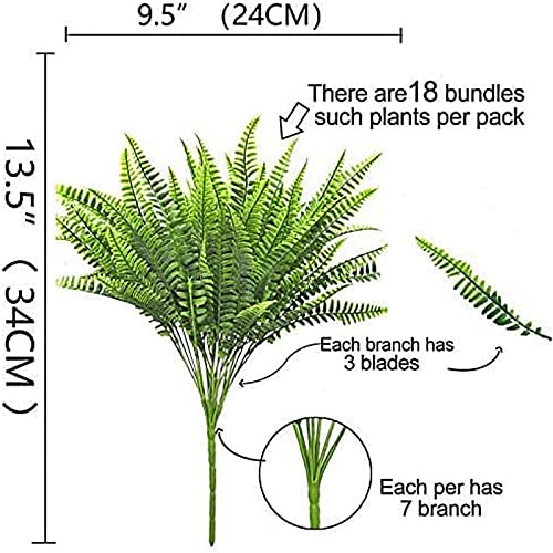 Turnmeon 18 Bundles Artificial Plants Spring Decor Fake Plants Greenery Faux Plant Boston Fern Outdoor Uv Resistant Artificial Flowers Plants Outside Indoor For Home Garden Summer Decor #TOP1