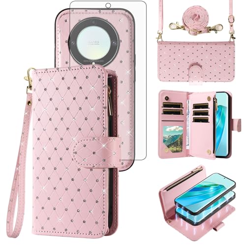 Coque Honor X9A antichoc Asuwish avec bague rotative et dos rigide rose