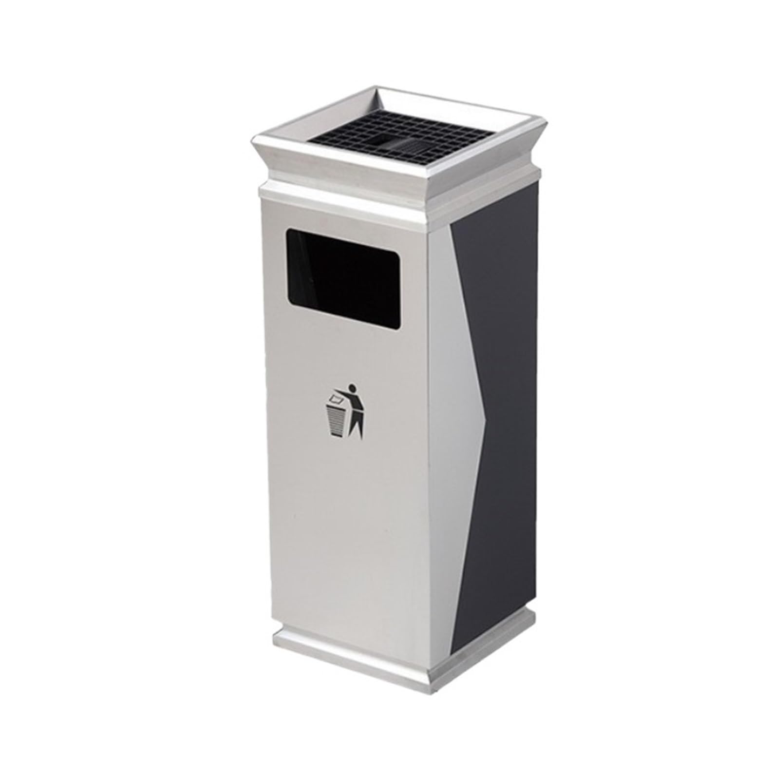 Papelera Oficina Cubos De Basura Cubo De Basura Comercial con Cenicero For Centros Comerciales Y Lugares Públicos Cubo De Basura Vertical Papelera para Comunidad(Blue,Silver)